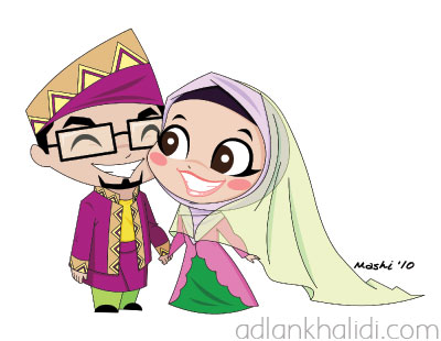 Cartoon Design on Wedding Design Project  Bride   Groom Cartoon Character   Adlankhalidi